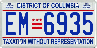 DC license plate EM6935