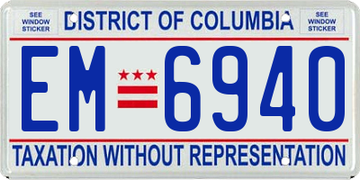 DC license plate EM6940