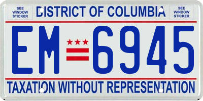 DC license plate EM6945