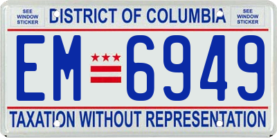 DC license plate EM6949
