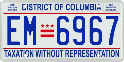 DC license plate EM6967