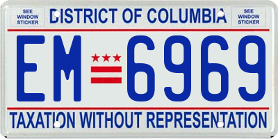 DC license plate EM6969