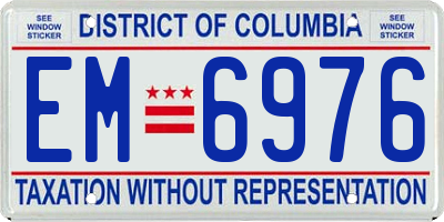 DC license plate EM6976