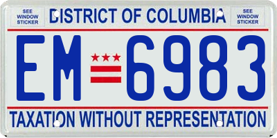 DC license plate EM6983
