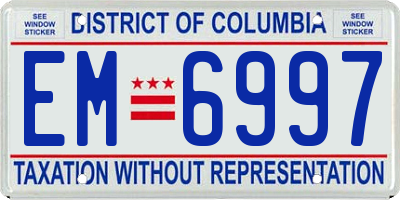 DC license plate EM6997