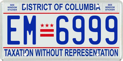 DC license plate EM6999