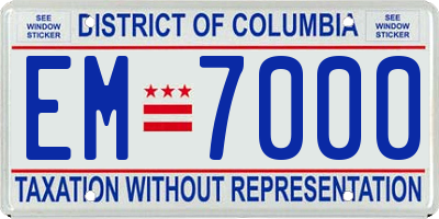 DC license plate EM7000