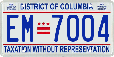 DC license plate EM7004