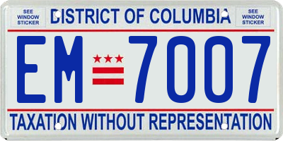 DC license plate EM7007