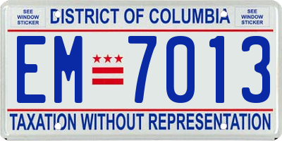 DC license plate EM7013