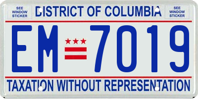 DC license plate EM7019