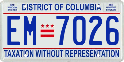 DC license plate EM7026