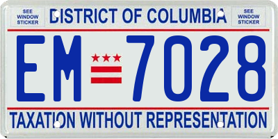 DC license plate EM7028