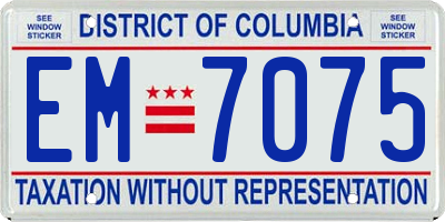 DC license plate EM7075