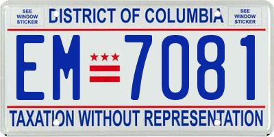 DC license plate EM7081
