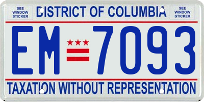 DC license plate EM7093