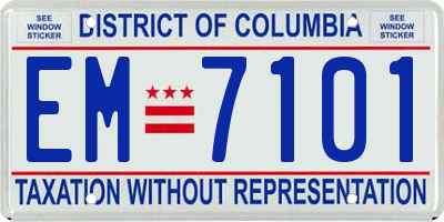 DC license plate EM7101