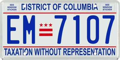 DC license plate EM7107