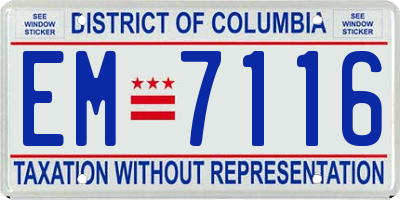 DC license plate EM7116