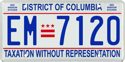 DC license plate EM7120