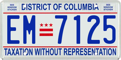 DC license plate EM7125