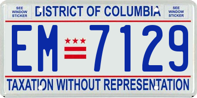 DC license plate EM7129
