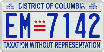 DC license plate EM7142
