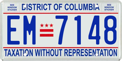 DC license plate EM7148