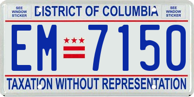 DC license plate EM7150