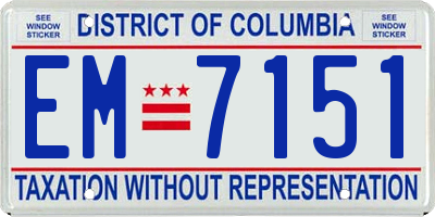 DC license plate EM7151