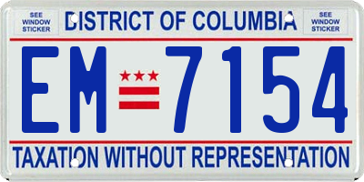 DC license plate EM7154