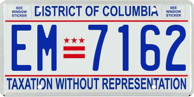DC license plate EM7162