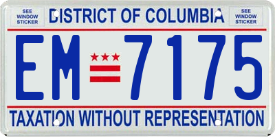DC license plate EM7175