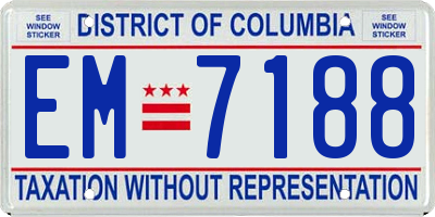 DC license plate EM7188