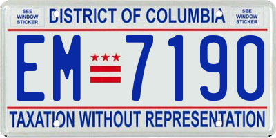 DC license plate EM7190