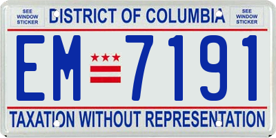 DC license plate EM7191