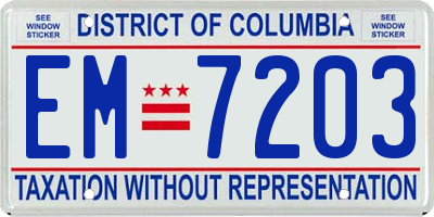 DC license plate EM7203