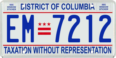 DC license plate EM7212