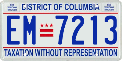 DC license plate EM7213