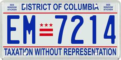 DC license plate EM7214