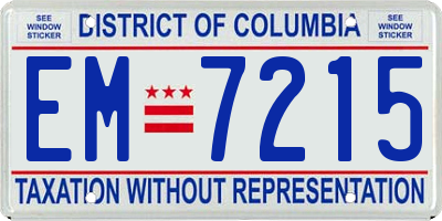 DC license plate EM7215