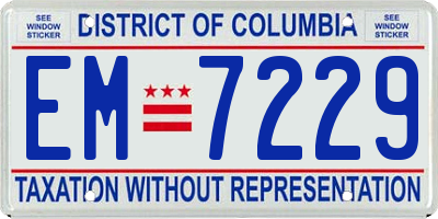 DC license plate EM7229