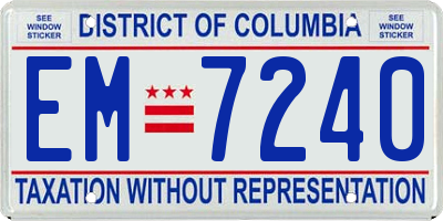 DC license plate EM7240