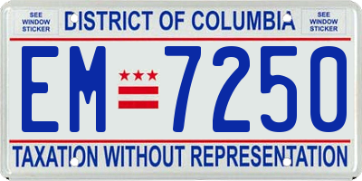 DC license plate EM7250