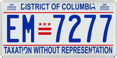 DC license plate EM7277
