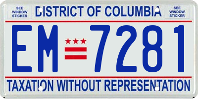 DC license plate EM7281