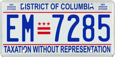 DC license plate EM7285