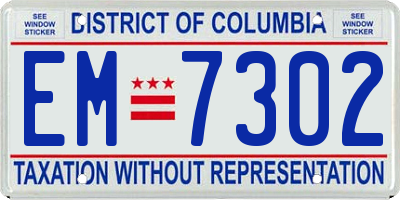 DC license plate EM7302