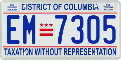DC license plate EM7305