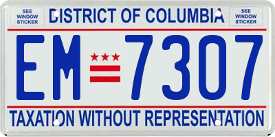 DC license plate EM7307
